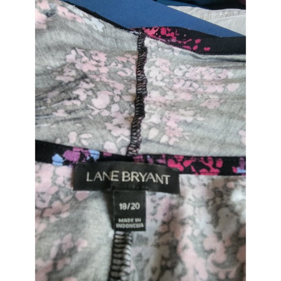 Lane Bryant Cardigan 18/20 Black Pink Floral Open Front Waterfall Excellent - Picture 6 of 8